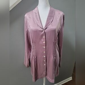 Soft Surrounding 100% Silk Purple Long Sleeve Button Down Top Small NWT